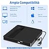 BNEHHOV Lettore CD DVD Esterno per PC Portatile USB 3.0 Type-C Masterizzatore CD/DVD +/-RW Drive CD ROM Unità DVD Esterne per Laptop Desktop Windows XP/2003/Win8/Win10/ Vista Linux Mac10 OS (06EU)