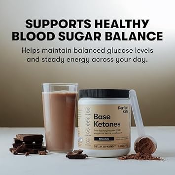 Perfect Keto Exogenous Ketones Powder, BHB Salts for Ketosis & Fasting Support, Electrolytes for Hydration, Caffeine Free Energy, Chocolate, 8.57 oz