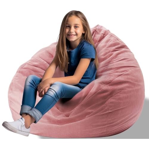 Stuffed Animal Bean Bag Storage Chair Cover for Kids Teens Adults (No Filler) Soft Washable Premium Corduroy Organizing Plush Toys Comfortable Organizer Keep Clutter with Premium Zipper Medium