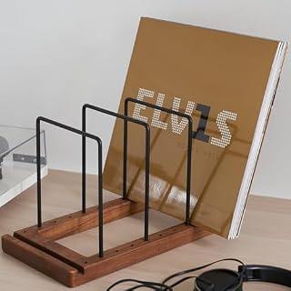 ZICOTO Decorative Vinyl Record Storage For Up to 75 Single Records – Sturdy LP Holder Stand Organizes All Your Favorite Classic, Oldies, or Recent Hit Albums in Style - Les Beatles, Paul McCartney, John Lennon, RIngo Starr, George Harrison