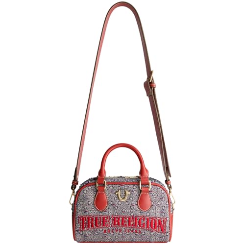 True Religion Satchel Bag, Women's Mini Tile Denim Purse Shoulder Handbag, Navy