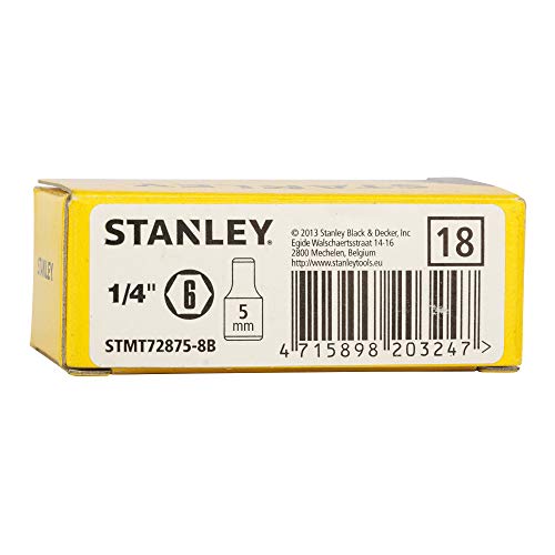 Image of STANLEY STMT72875-8B 1 /4-inch 5mm Chrome Vanadium Steel 6 Point Standard Socket (Silver)