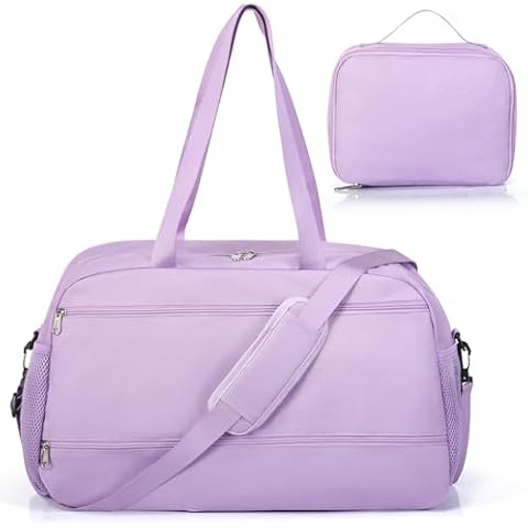 VOOWO Weekender Bags for Women - Duffle Bag for Travel, 35L Weekend Bags with Laptop Compartment, Carry on Bags for Airplanes, Duffel Bag Overnight Bag Large Travel Bag for Women (Purple) Cover