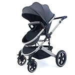 Pixini Neyla Kombi Kinderwagen mit Stoffwanne/Buggy/Wickeltasche/Getränkehalter/Regenplane/Mückennetz/Wickelauflage (3in1 Set mit Babyschale grau/anthrazit)
