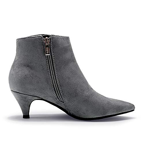 IDIFU Women Booties Low Kitten Heel Ankle Boots Pointed Toe Short Boots Dress Sexy Shoes4