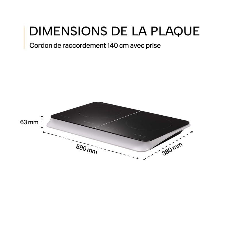 Plaque Induction Portable 2 Feux BELDEKO - 3500W - Design Premium, Fiable et Robuste - Minuteur, Touches Tactiles, Anti-Débordement, 10 Niveaux de Puissance