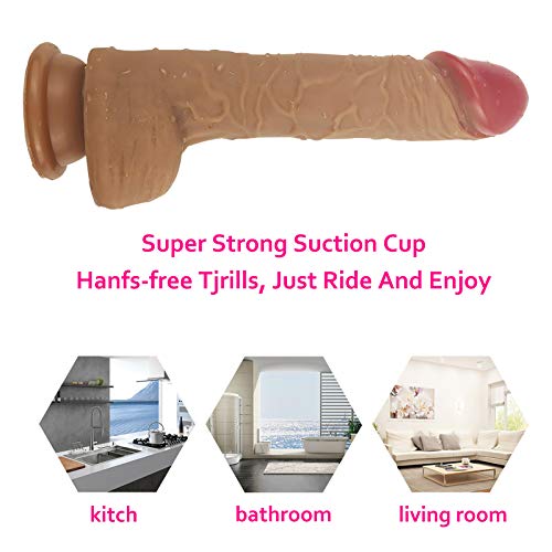 9 Inch Realistic Dildo Lifelike Dick for Woman with Strong Suction Cup Hands Free, Waterproof Adult Toys - Flesh Color - Thumbnail 4