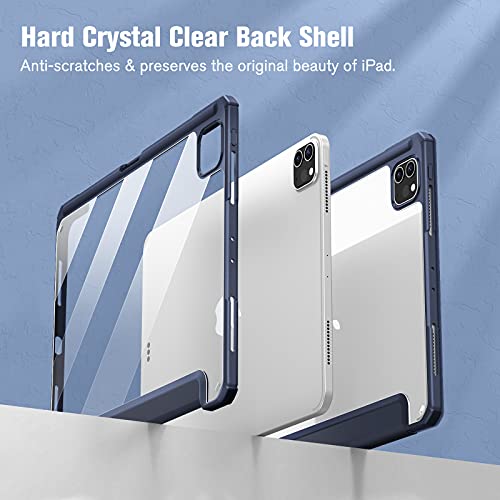 Image of Fintie Hybrid Slim Case for iPad Pro 11-inch (4th / 3rd Generation) 2022 /2021 - [Built-in Pencil Holder] Shockproof Cover w /Clear Transparent Back Shell, Also Fit iPad Pro 11 inch 2nd Gen, Navy