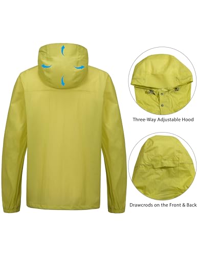 Image of Little Donkey Andy Men's Waterproof Rain Jacket Coat, Lightweight Raincoat Windbreaker with Hood for Golf Hiking, UPF 30