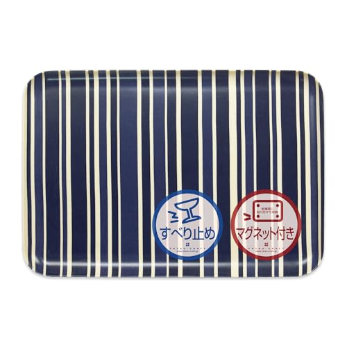 TATSU-CRAFT(タツクラフト) マグネットトレー L 39cm トリノストライプ DB ディープブルー 滑り止め マグネット トレー 北欧 収納 キッチン 冷蔵庫 磁石 プラスチック おしゃれ お盆 カフェ 滑らない 洗える 可愛い