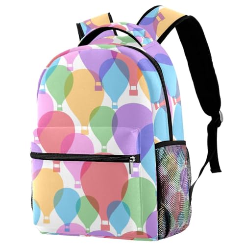 Sac à dos d'école anti-fatigue pour adolescents avec motif voyage en montgolfière