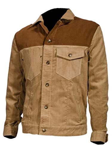 SpazeUp Suede Jacket Mens - Suede Trucker Coat Men - Fur Collar Brown Suede Leather Jackets Men