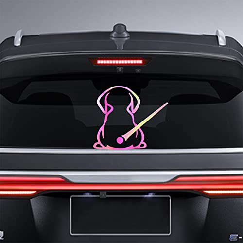 Dreothy Dog Decal,Waterproof Vinyl Cartoon Funny Dog Moving Tail Decals and Stickers for Car Rear Wipers Windshield Window Decoration(Rainbow White)