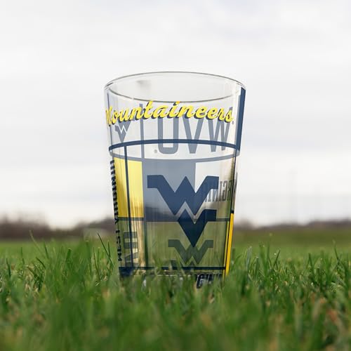 Image of Logo Brands NCAA oz Stained Glass Pint Glass - 3D Embossed Logo & Bold Team Colors - Durable Sports Fan Beer Glass for Home, Bar & Tailgates