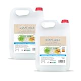 Pack 2 garrafas body milk 5 litros aloe vera y leche de almendras - total 10L - loción hidratante pH neutro para cuidado corporal - uso colectivo en hoteles, spas, gimnasios y residencias - Intercabo