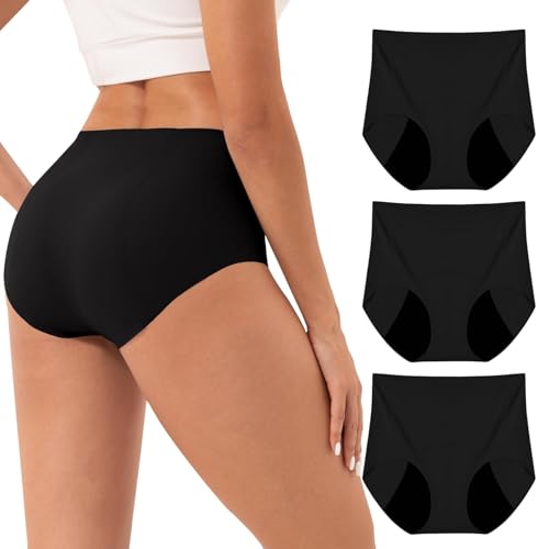 ACICSCK Period Panties 3PCS Absorbent Leak Proof Panty Pants Heavy Flow Menstrual Knickers Cotton Menstrual Briefs for Women Postpartum Underwear Reusable (UAE/KSA Alpha L Regular Regular)