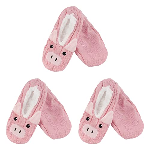 Image of BambooMN Adult Women Super Soft Warm Cozy Fancy Yarn Slippers Non-Slip Lined Socks, Indoor Comfy House Slippers, 3 Pairs