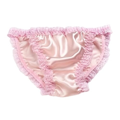 Womens Silk String Panties Satin Bikini Thong Lace Sexy Underwear 100% Natural Mulberry Silk Briefs pink