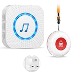 ChunHee Personal Alarms for Elderly Waterproof Elderly Alarm Call Button Caregiver Pager System for Seniors Patients Emergency Home (1 Receiver, 1 Transmitter)