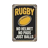Rugby Rules tin sign, Vintage Rugby Metal Sign print Aesthetic Room Decoration for Home Bedroom Kitchen Bar Coffee Bathroom Indoor Outdoor Wall Decor, 8 X 12 IN