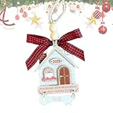 Hqunjikp ファーストハウスオーナメント | 2024 新築祝い ホーム記念品| 木製の新しい家のクリスマスオーナメント、2D 新しい家の新しい始まりの装飾 クリスマスツリー用