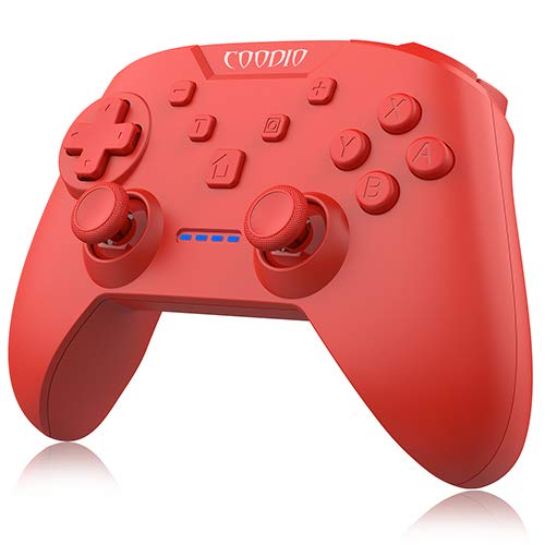 COODIO Mando Pro Controller Para Nintendo Switch, Mando Inalámbrico Switch, Wireless Bluetooth Controller Función de vibración Turbo Accesorio Para Ninendo Switch, Rojo