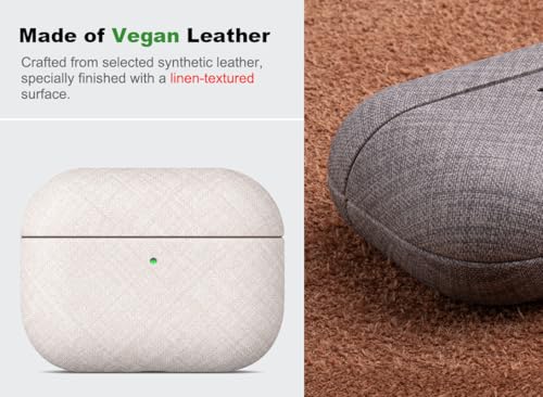 Image of Haobobro Handmade Case - for AirPods Pro 3 Case Cover - Selected Skin-Friendly Vegan Leather, Linen Cloth Style, Drop Protective Hard Cover for AirPods Pro 3rd Generation Earbuds - White Chambray