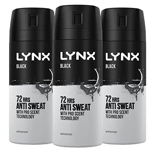 3x Lynx Black Deodorant Mens Body Spray 150ml