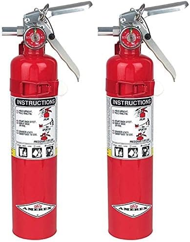Amerex B417, 2.5 lb. ABC Dry Chemical Class A B C Fire Extinguisher with Wall Bracket, 2 Pack