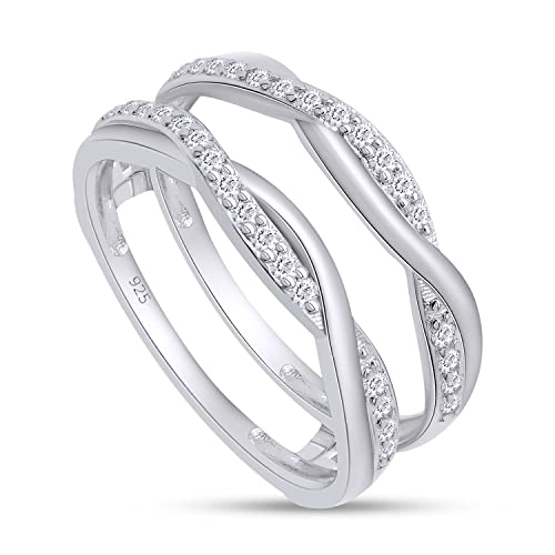 SAVEARTH DIAMONDS 1/4 ct t.w Round Cut Lab Created Moissanite Diamond Criss Cross Infinity Ring Guard Enhancer For Women In 14K Gold Over Sterling Silver (D Color, VVS1 Clarity 0.25 Cttw)2