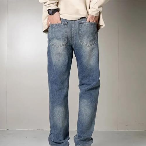 Men's Winter Baggy Jeans Wide Leg Denim Pants Slim Straight Casual Trousers Mid Waist Comfortable Clothing2