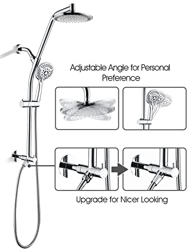 Bright Showers Rain Shower Heads System Solid Brass Sliding Bar With Height Adjustable High Pressure Handheld Shower Head, No Drilling Installation Option Provided #TOP3