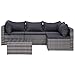 MOONAIRY Set Divani da Giardino da Esterno Tutto Il Tempo All'Aperto Divano Sezionale Set Divani da Giardino 5 pz con Cuscini in Polyrattan Grigio PE Rattan