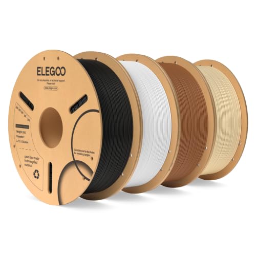 Image of ELEGOO PLA 3D Printer Filament 1.75mm Bundle 4KG, Dimensional Accuracy + /- 0.02mm 4 Pack 1kg Spool(2.2lbs) Fits for Most FDM 3D Printers(Black /White /Brown /Beige)