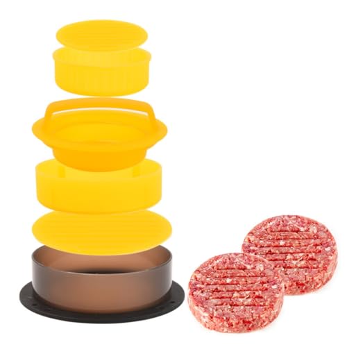 Heanvmyss Burgerpresse,Hamburgerpresse Set,Antihaft Profi Burger Pattie Presse für leckere Hamburger, Patties,Zwei Größen -Gelb,Spülmaschinenfest