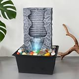 Tabletop Water Fountain Indoor, Resin Waterfall Fountain for Stress Relief and Meditation, Calming Office Desk Home Décor, Zen Relaxation Gift for Friend Office Boss, Excellent Housewarming Gift