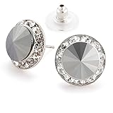 Star Light Crystal Jewelry | Colorful Rhinestone Pierced Earrings for Dance, Pageant, Prom, Performance, Wedding or Special Event Jet Hematite 15mm