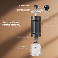 Kaffeemühle Manuell,kaffeemühle Hand,Coffee Grinder mit Klappbarem Griff und Verstellbarer Mahlgrad, Handkaffeemühle Keramikmahlwerk Edelstahl für Espresso und Französische Presse – Ansicht 4