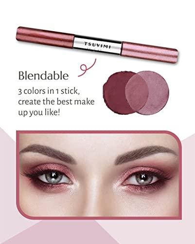 Tsuvimi New 2 In 1 Eyeshadow Stick, High Pigmented Cream To Powder Eyeshadow, No Crease, Long Lasting, Blendable, Water And Oil Resistant, Easy To Use (Shimmer Wine Red And Mulberry) #TOP3