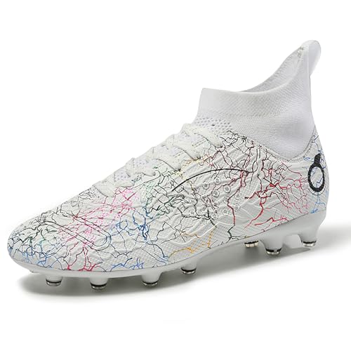 Image of Men's Soccer Shoes High-Top Soccer Cleats Outdoor Breathable Athletic Professional Spikes Youth Boys Football Shoes Unisex