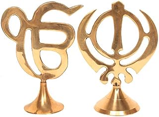 OMG Deals Sikh Religious Symbol IK ONKAR & Khanda Showpiece for Home Decor, Office, Car - (5.5 Inch)