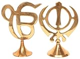 OMG Deals Sikh Religious Symbol IK ONKAR & Khanda Showpiece for Home Decor, Office, Car - (5.5 Inch)