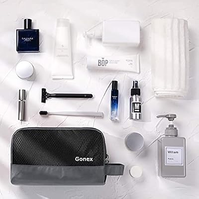 Gonex Travel Toiletry Bag Nylon, Shaving Bag Toiletry Organizer Black