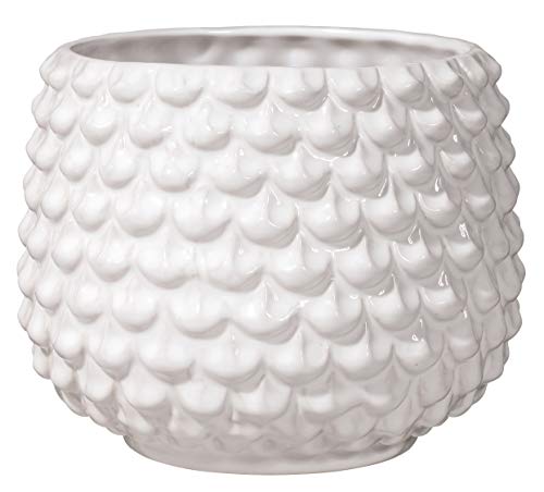 Bloomingville Pot de Fleur Pinecone - Pots de Fleurs décoratifs Couleur pour intérieur Style rétro créatif L (16,5 cm ø), Blanc, Céramique