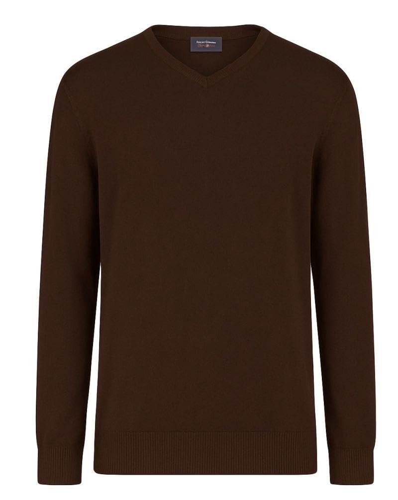 Espionage V Neck Pullover For Men in Dark Brown, 3XL