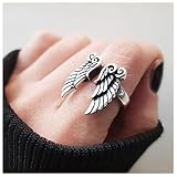 ♥ Diseño elegante: el anillo de alas de ángel es creativo y único, lo que significa que el ángel está contigo y te protege en todo momento, este anillo te hará lucir sexy y genial, te permite combinar la ropa fácilmente y convertirte en una estrella brillante en el multitud