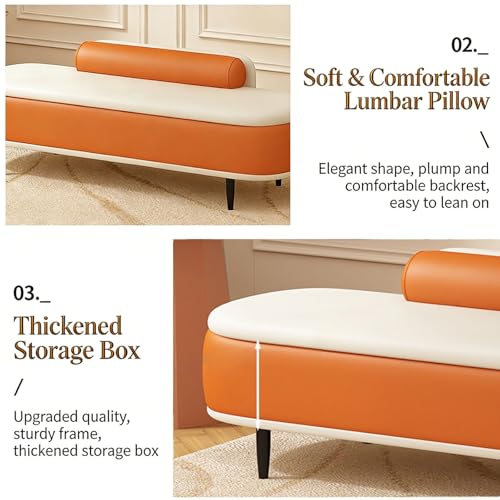 Banc ottoman de rangement coffre de fin de lit avec coussin - 5