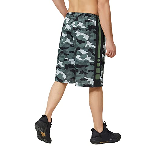 Urbciety Mens 12''Camo Basketball Shorts Long Athletic Gym Shorts With Pockets Camo Green-Xxxl #TOP2