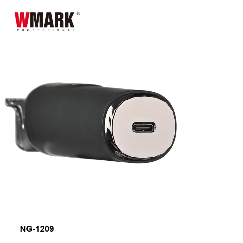 Image of WMARK NG-1209 Rechargeable Hair Trimmer T-Style Stainless Steel Blade 7000 RPM Motor, 1200mAh Lithium Battery Low Noise Corded and Cordless Use LED Battery Display 180 Minutes Runtime USB-C Charging