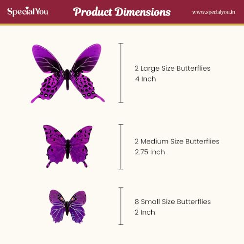 Image of SpecialYou Butterfly Wall Stickers for Home Decoration, Home Decor, Wall Decor Items for Living Room, Room Decoration Items, Stickers Sets - 12pcs (12, Purple)